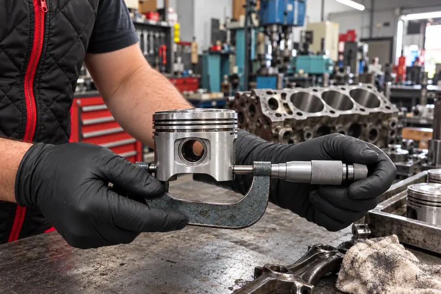 Piston çapının etek bölgesinden mikrometreyle ölçülmesi
